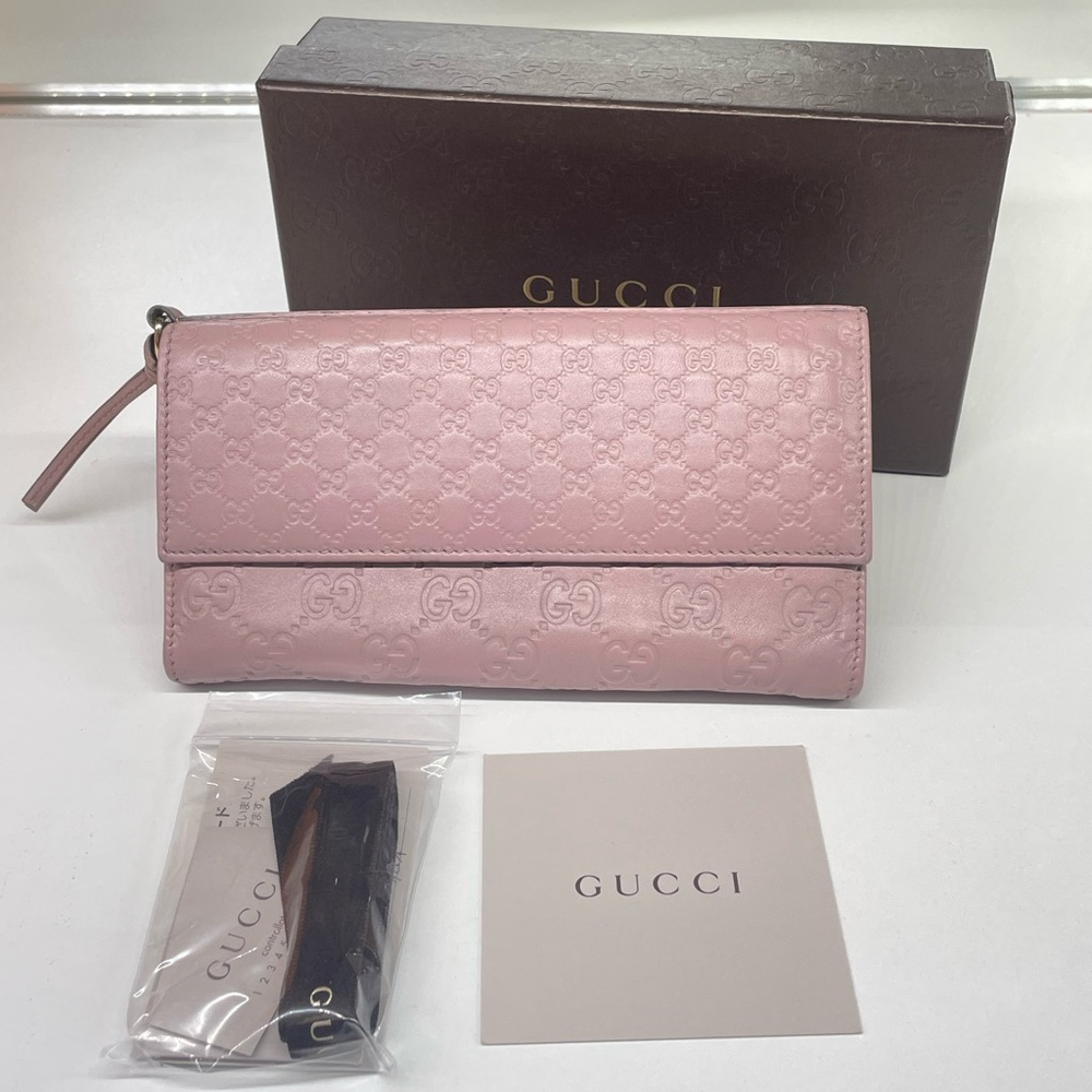 Gucci Continental Guccissima Blush Pink Fold Wallet Monogram Classic Wallet